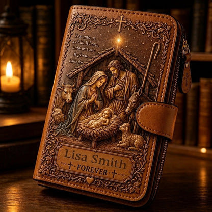 ✝️ Personalized Christian Wallet – Custom Name Faith Wallet with Bible Verse 💛✨