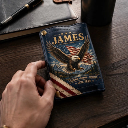🦅 Personalized American Eagle Patriotic Leather Wallet 🇺🇸