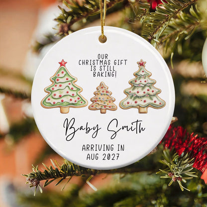 👶🎄Personalized Christmas Tree Cookie Pregnancy Announcement Ornament