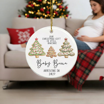👶🎄Personalized Christmas Tree Cookie Pregnancy Announcement Ornament