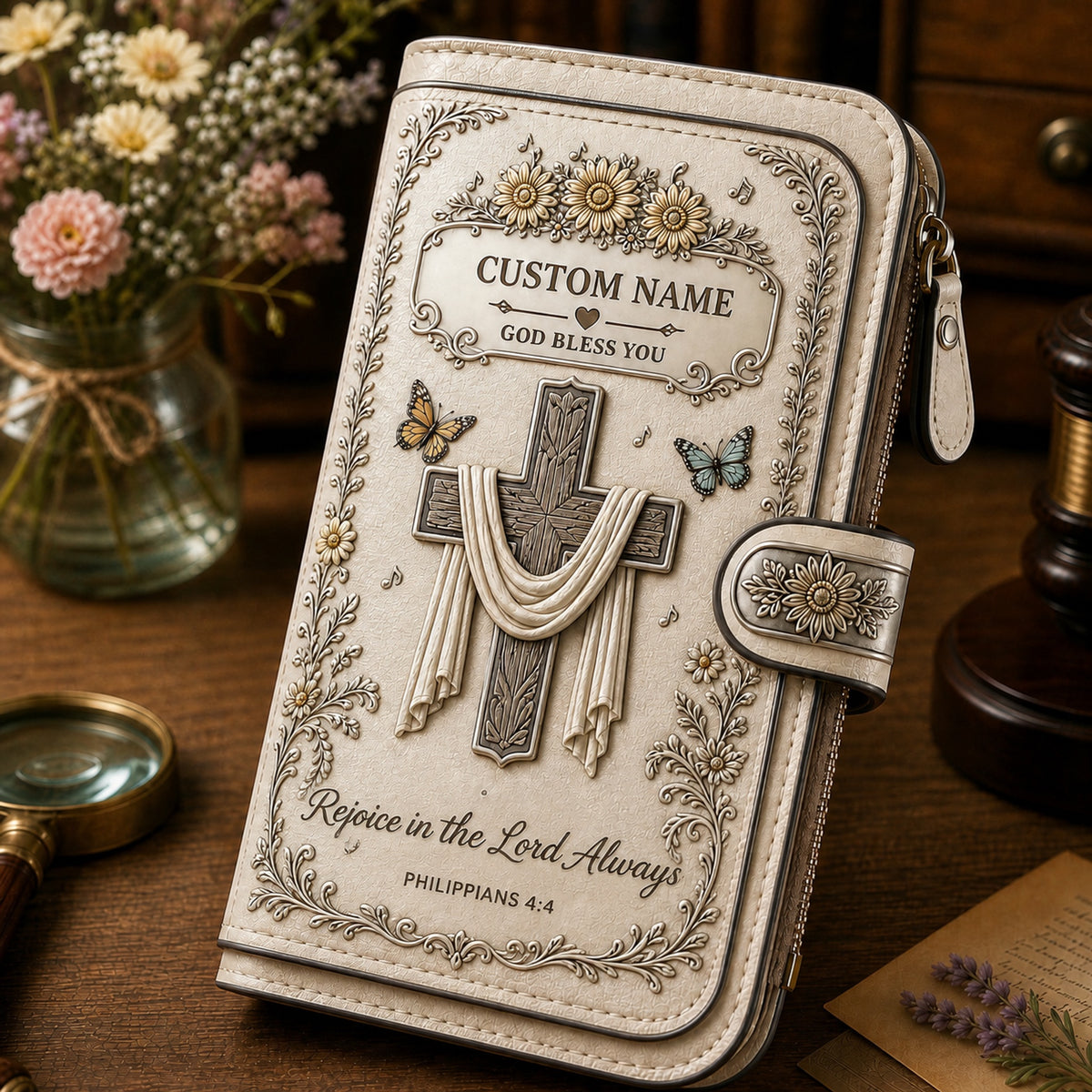 Personalized Faith Over Fear Wallet-Custom Name Faith Organizer