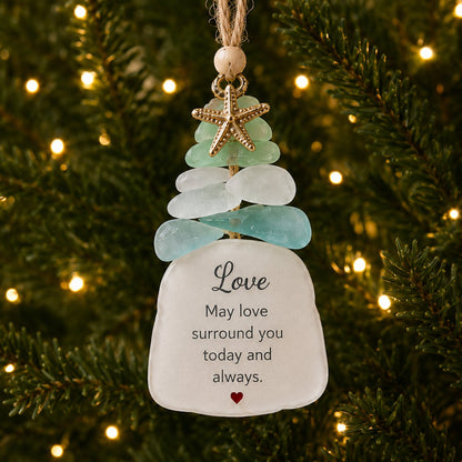 🌊Ocean Blessings Sea Glass Christmas Ornaments