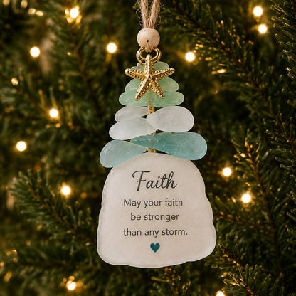 🌊Ocean Blessings Sea Glass Christmas Ornaments
