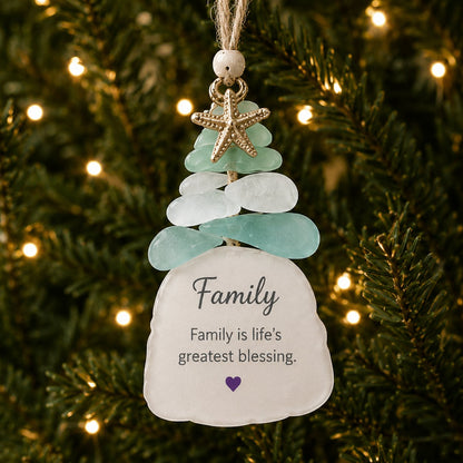🌊Ocean Blessings Sea Glass Christmas Ornaments