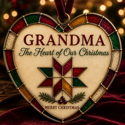 💖 Stained-Glass Style Heart Christmas Ornament – Sentimental Holiday Keepsake with Hanging Ribbon