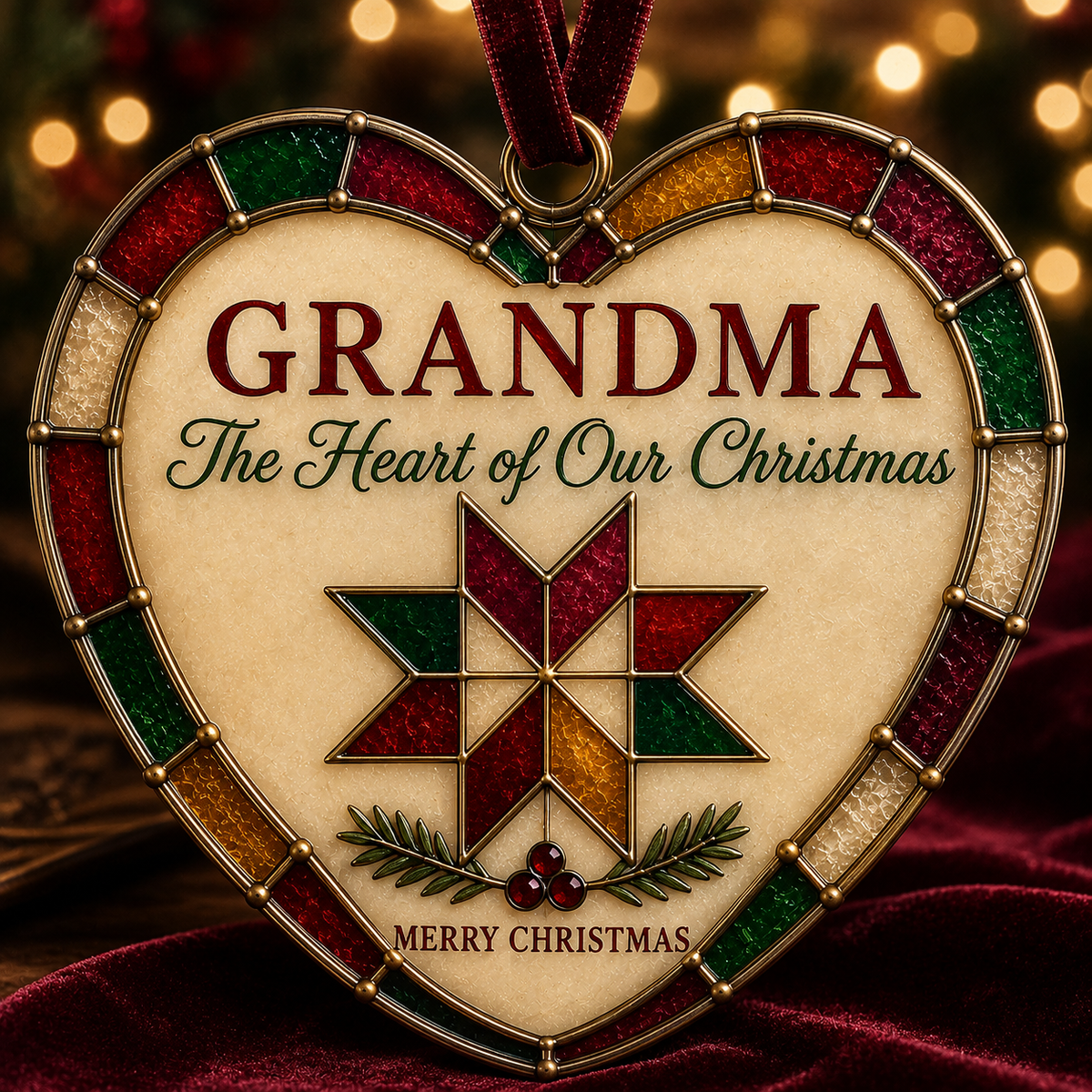 💖 Heartfelt Stained-Glass Style Christmas Ornament