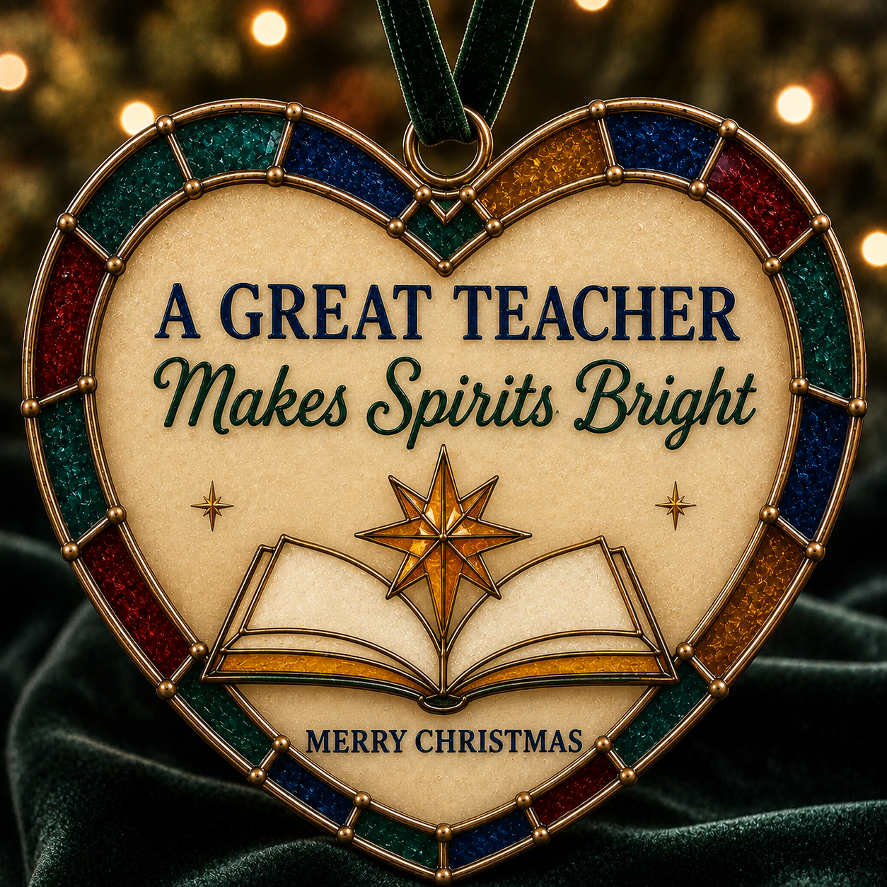 💖 Heartfelt Stained-Glass Style Christmas Ornament