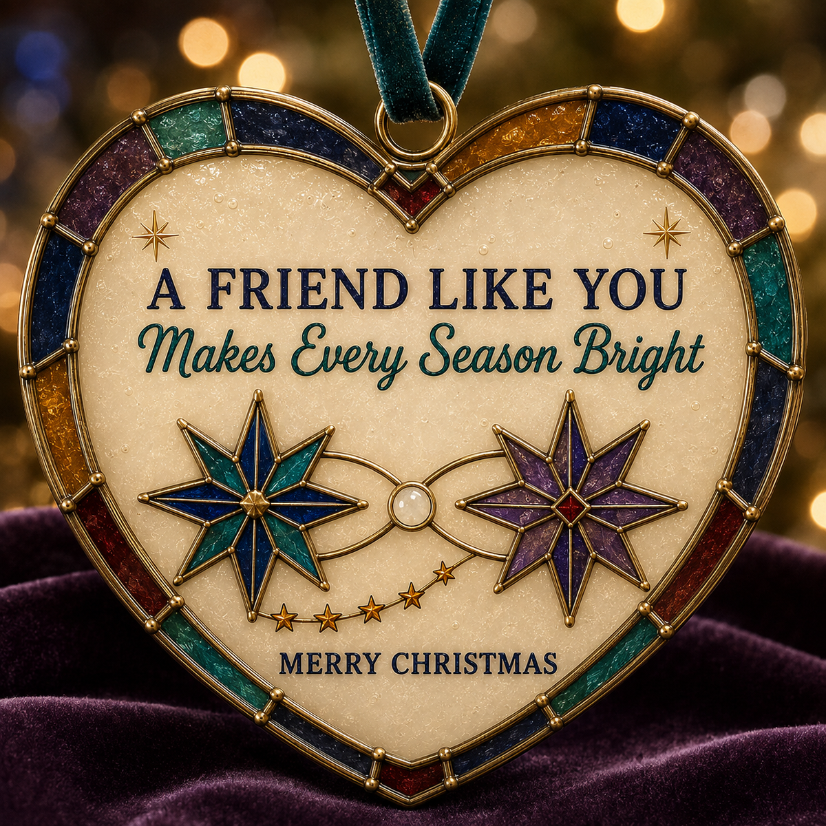 💖 Heartfelt Stained-Glass Style Christmas Ornament