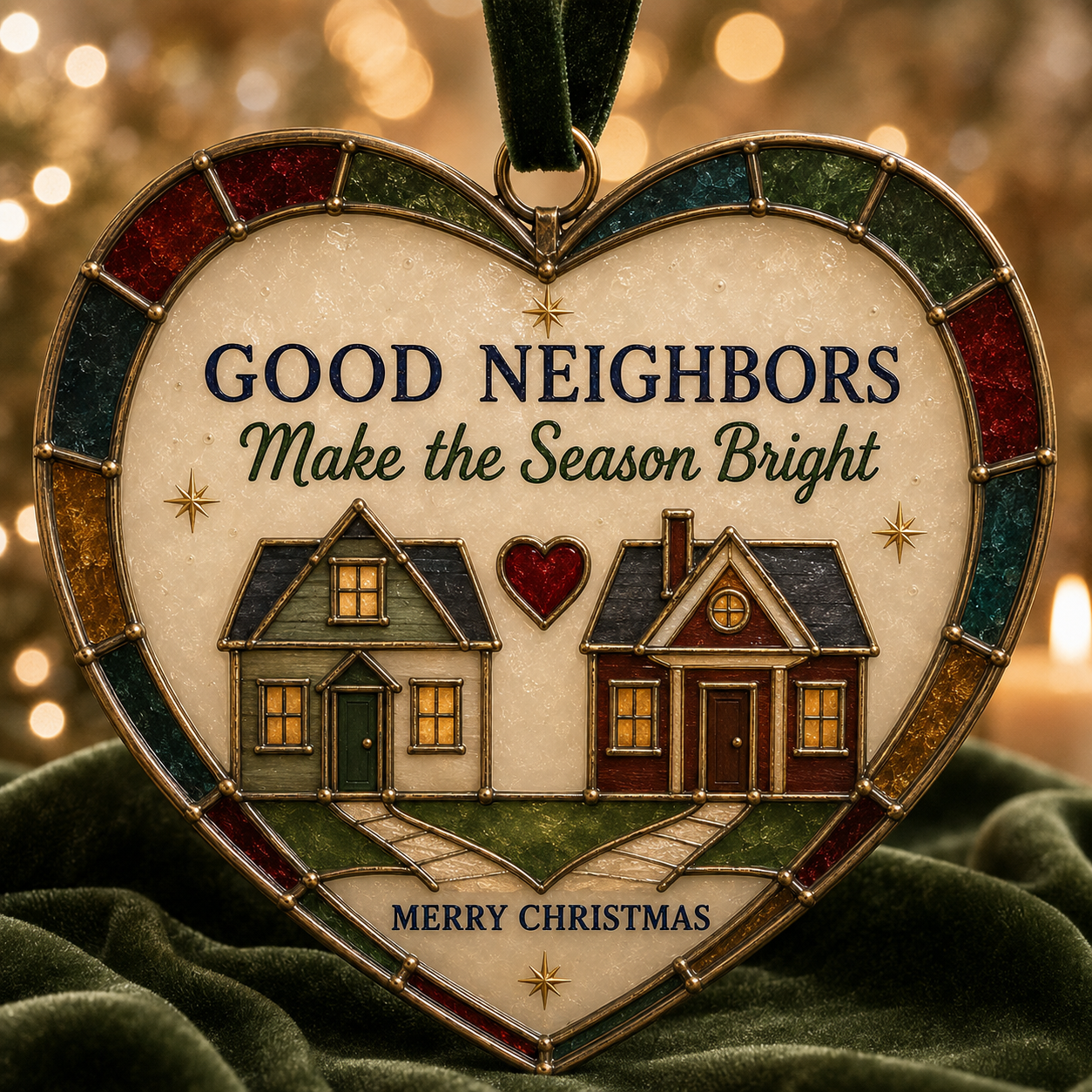 💖 Heartfelt Stained-Glass Style Christmas Ornament