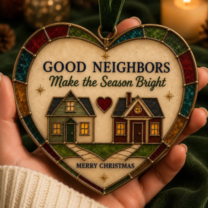 💖 Stained-Glass Style Heart Christmas Ornament – Sentimental Holiday Keepsake with Hanging Ribbon