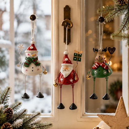 🦌✨ Hand-Painted Metal Dangling Leg Christmas Ornaments