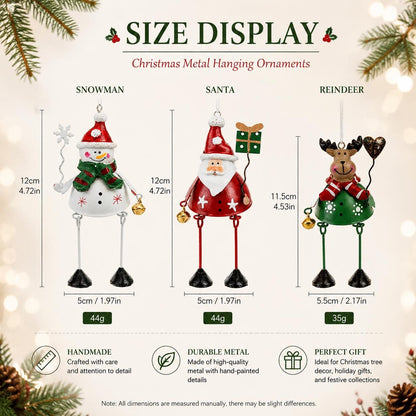 🦌✨ Hand-Painted Metal Dangling Leg Christmas Ornaments