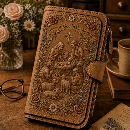 Nativity Story Embossed Leather Wallet – Celebrate Your Faith Every Day
