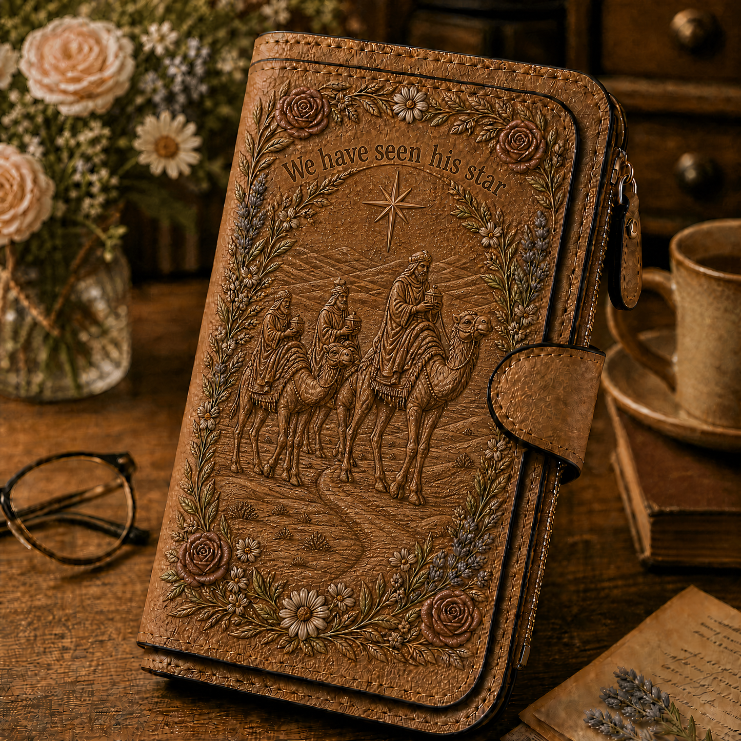 Nativity Story Embossed Leather Wallet – Celebrate Your Faith Every Day