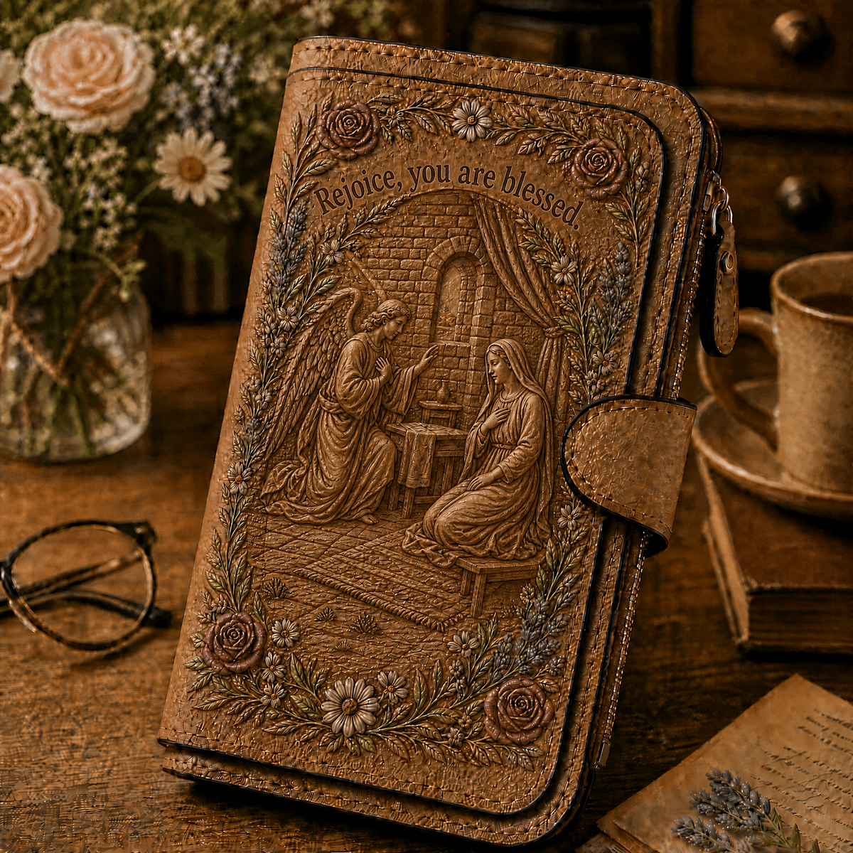Nativity Story Embossed Leather Wallet – Celebrate Your Faith Every Day