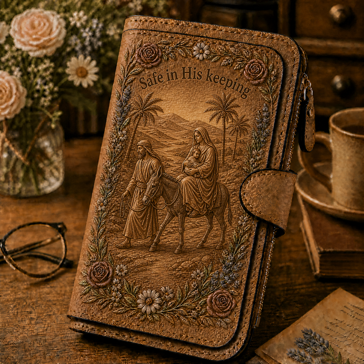 Nativity Story Embossed Leather Wallet – Celebrate Your Faith Every Day