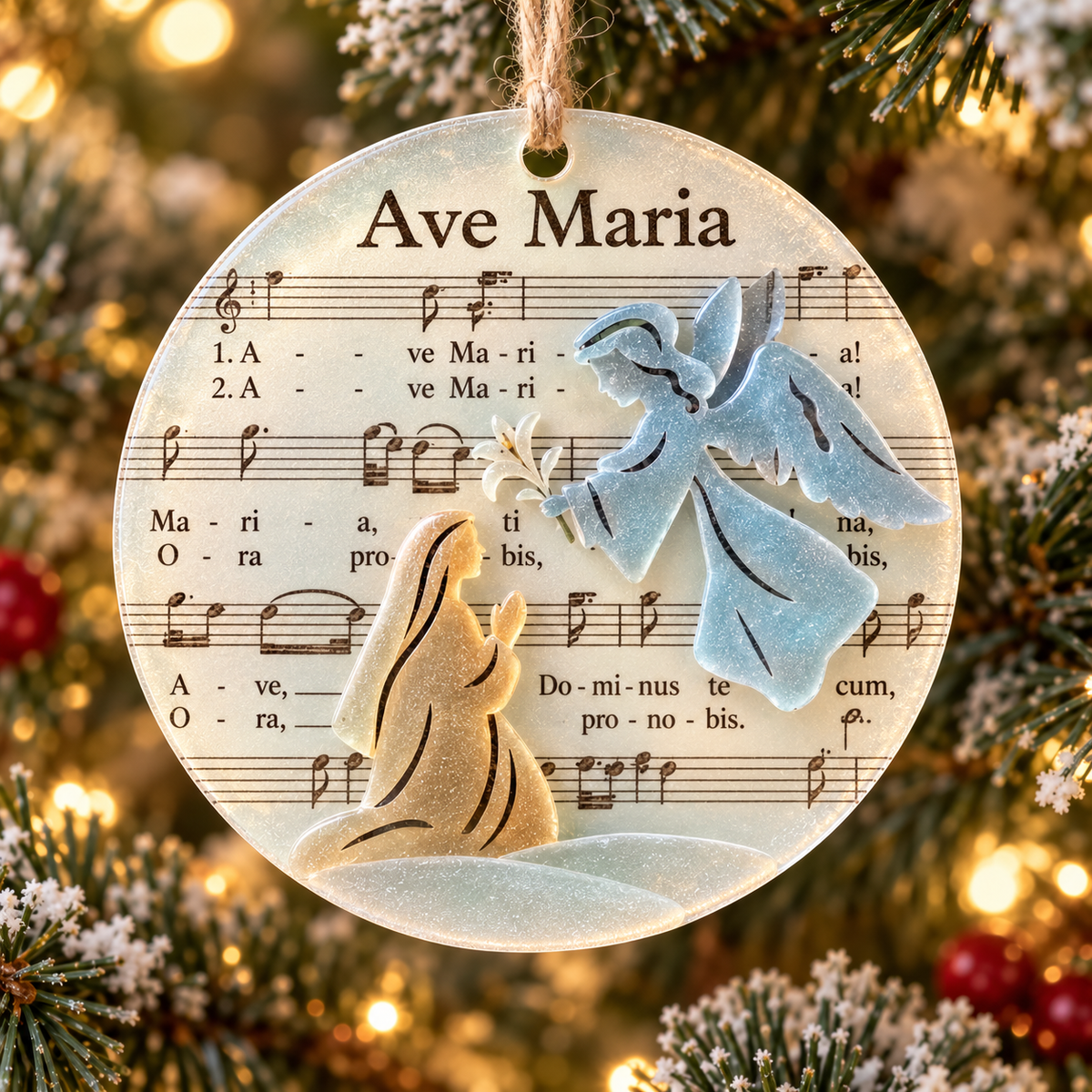 🎶 Religious Christmas Carol Sea Glass Style Ornament