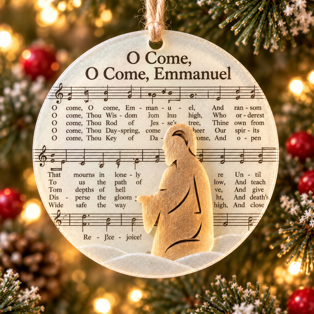 🎶 Religious Christmas Carol Sea Glass Style Ornament