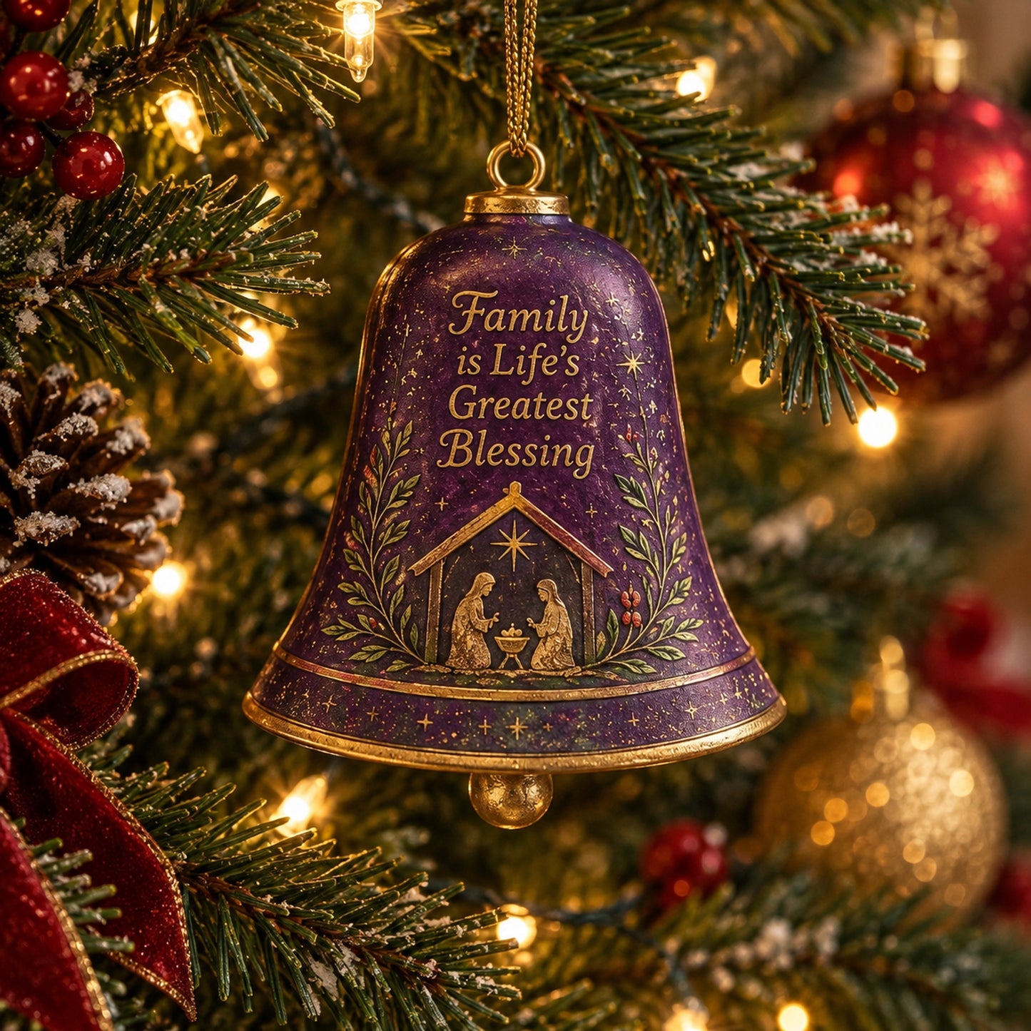 🔔 Sentimental Christmas Bell Ornament – 3D Keepsake with Gold Accents & Heartfelt Verse&nbsp;