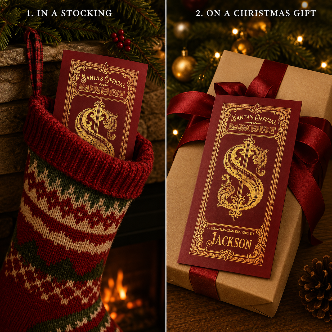 💵 Personalized North Pole Bank Vault Cash Holder – Official Santa Cash Envelope