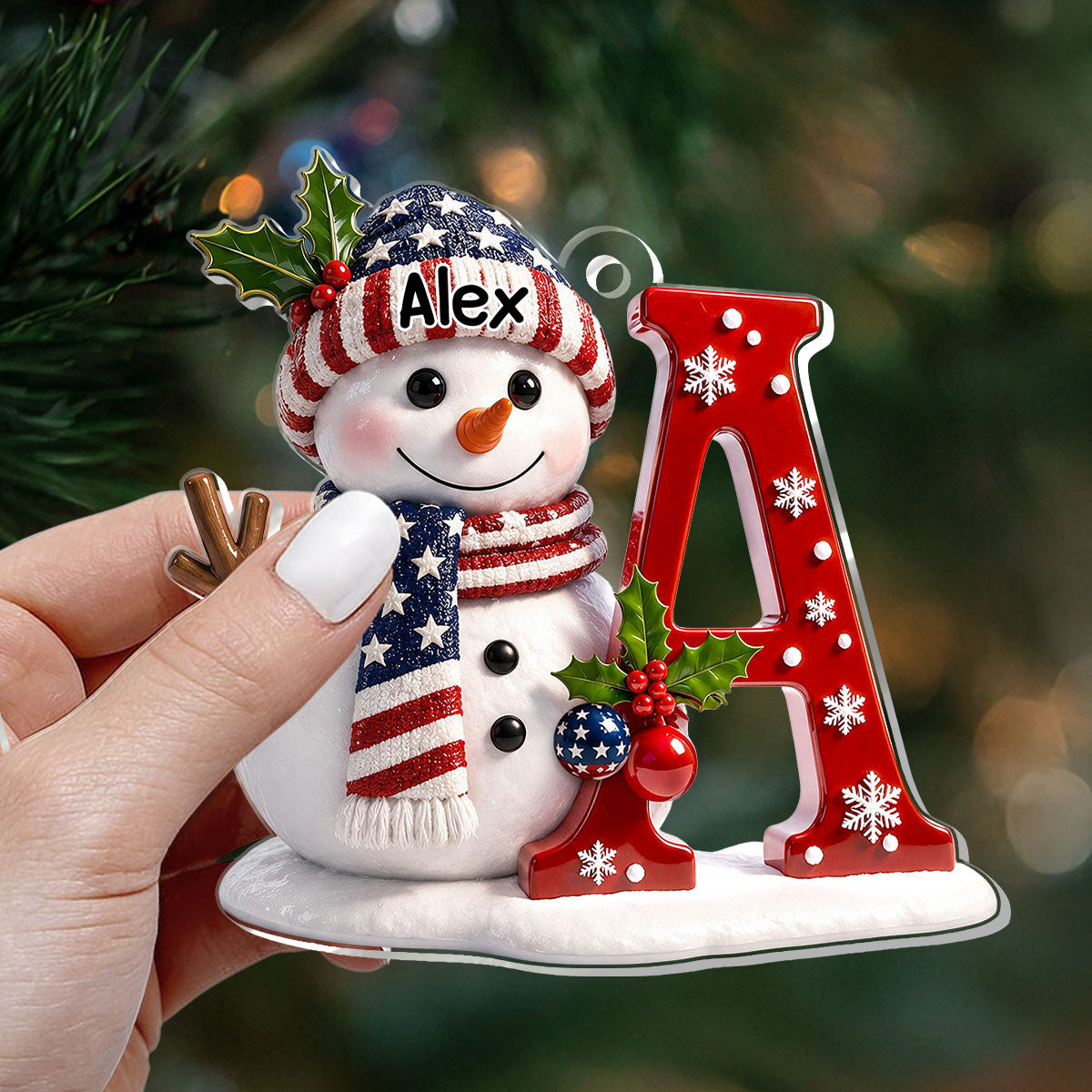 🎄 Personalized Christmas Snowman Name Ornament