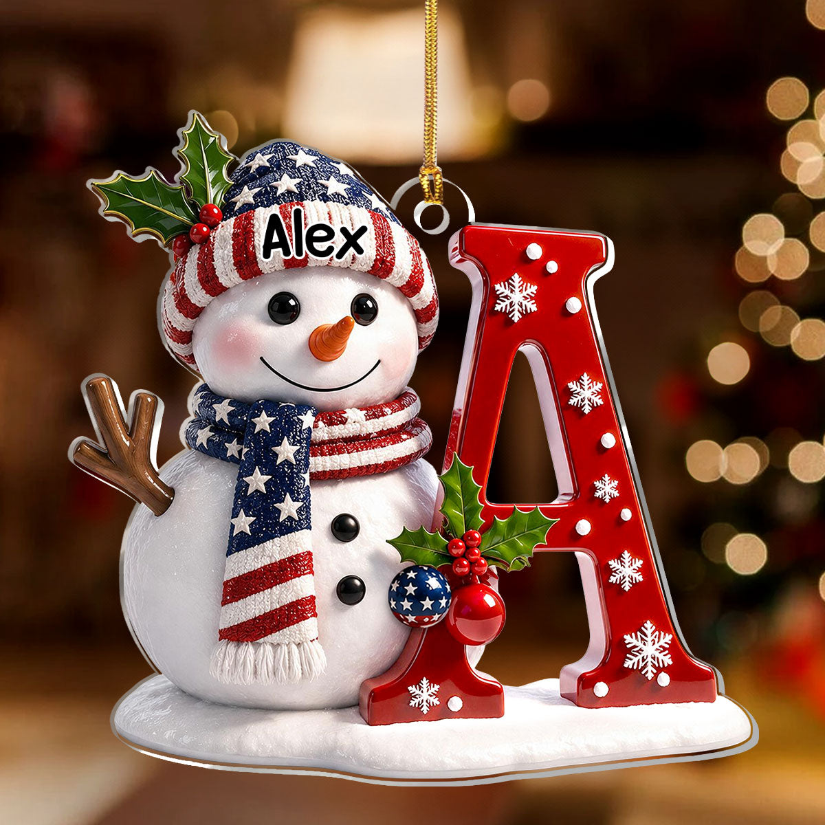 🎄 Personalized Christmas Snowman Name Ornament