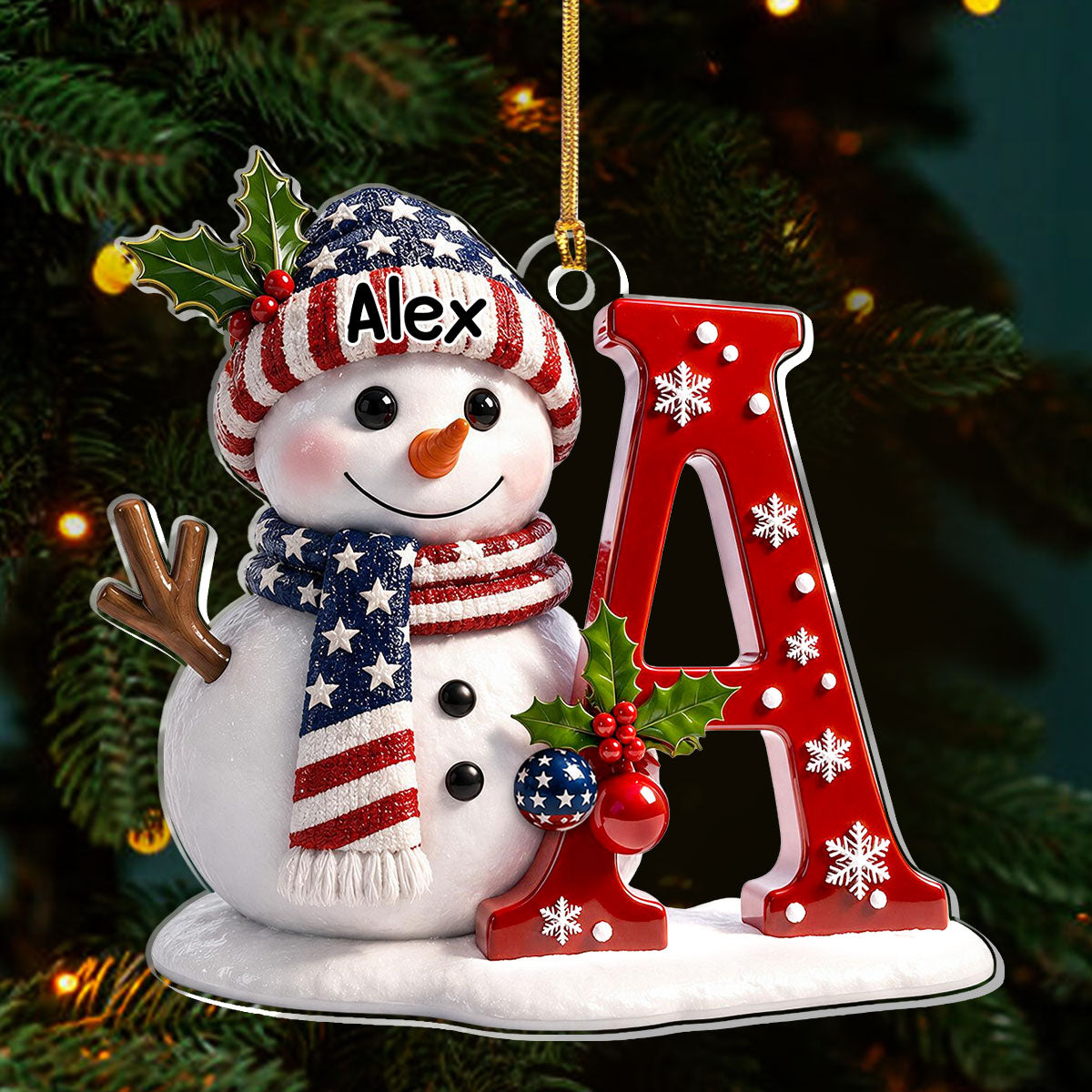 🎄 Personalized Christmas Snowman Name Ornament
