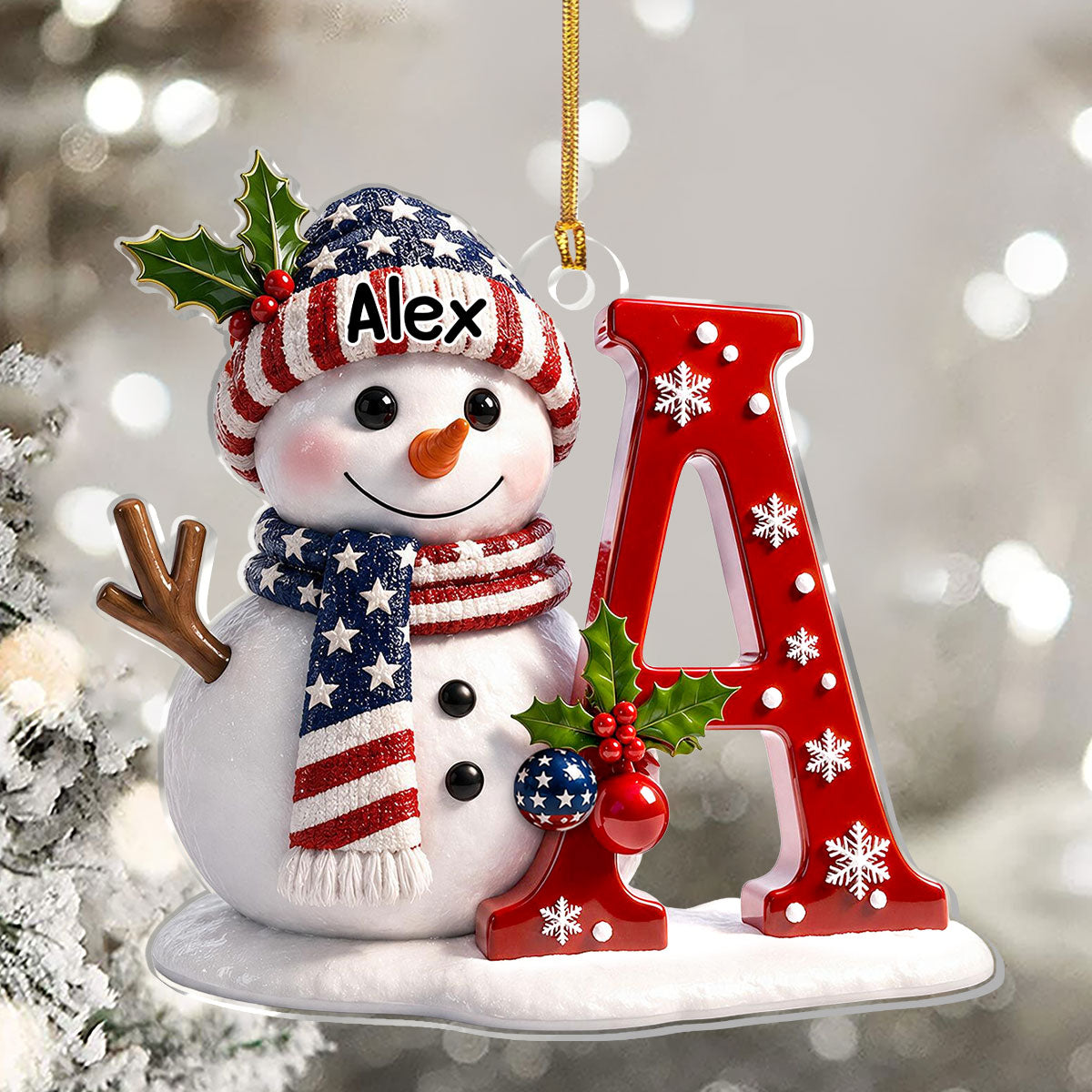 🎄 Personalized Christmas Snowman Name Ornament