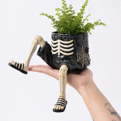 Halloween Whimsical Hanging Leg Planter Hand-Painted Resin Succulent Pot