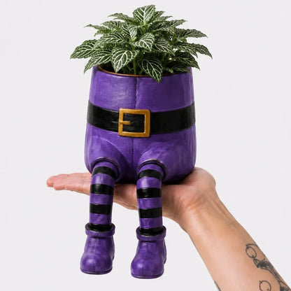 Halloween Whimsical Hanging Leg Planter Hand-Painted Resin Succulent Pot