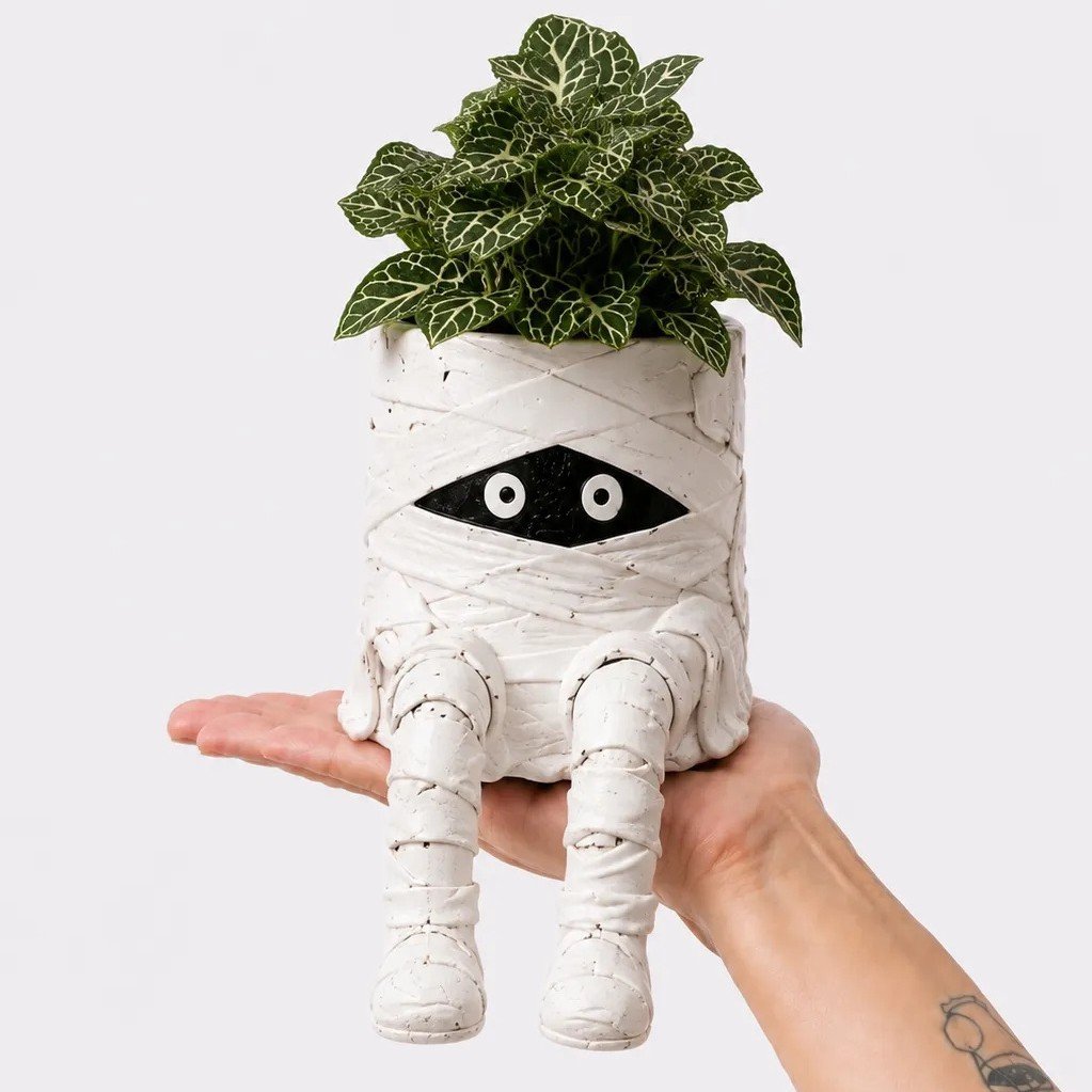 Halloween Whimsical Hanging Leg Planter Hand-Painted Resin Succulent Pot
