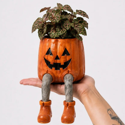 Halloween Whimsical Hanging Leg Planter Hand-Painted Resin Succulent Pot