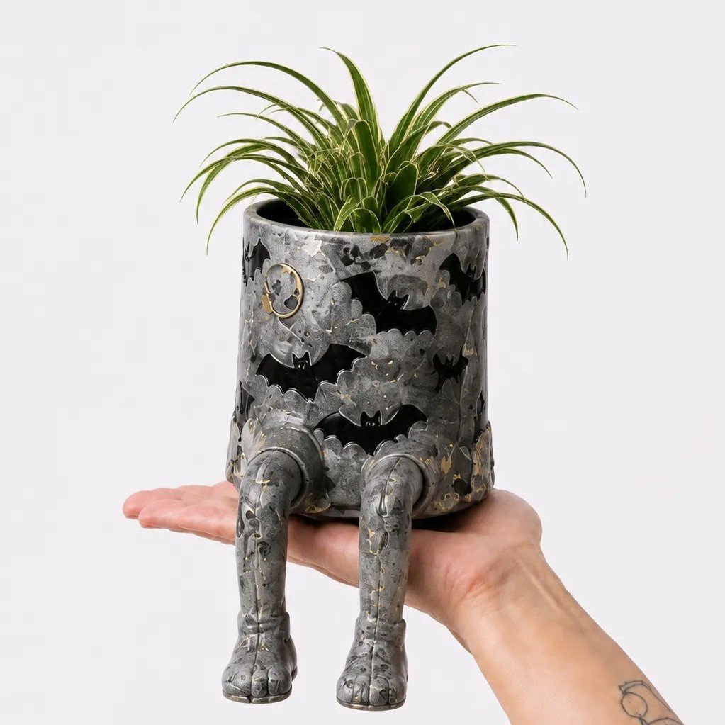 Halloween Whimsical Hanging Leg Planter Hand-Painted Resin Succulent Pot