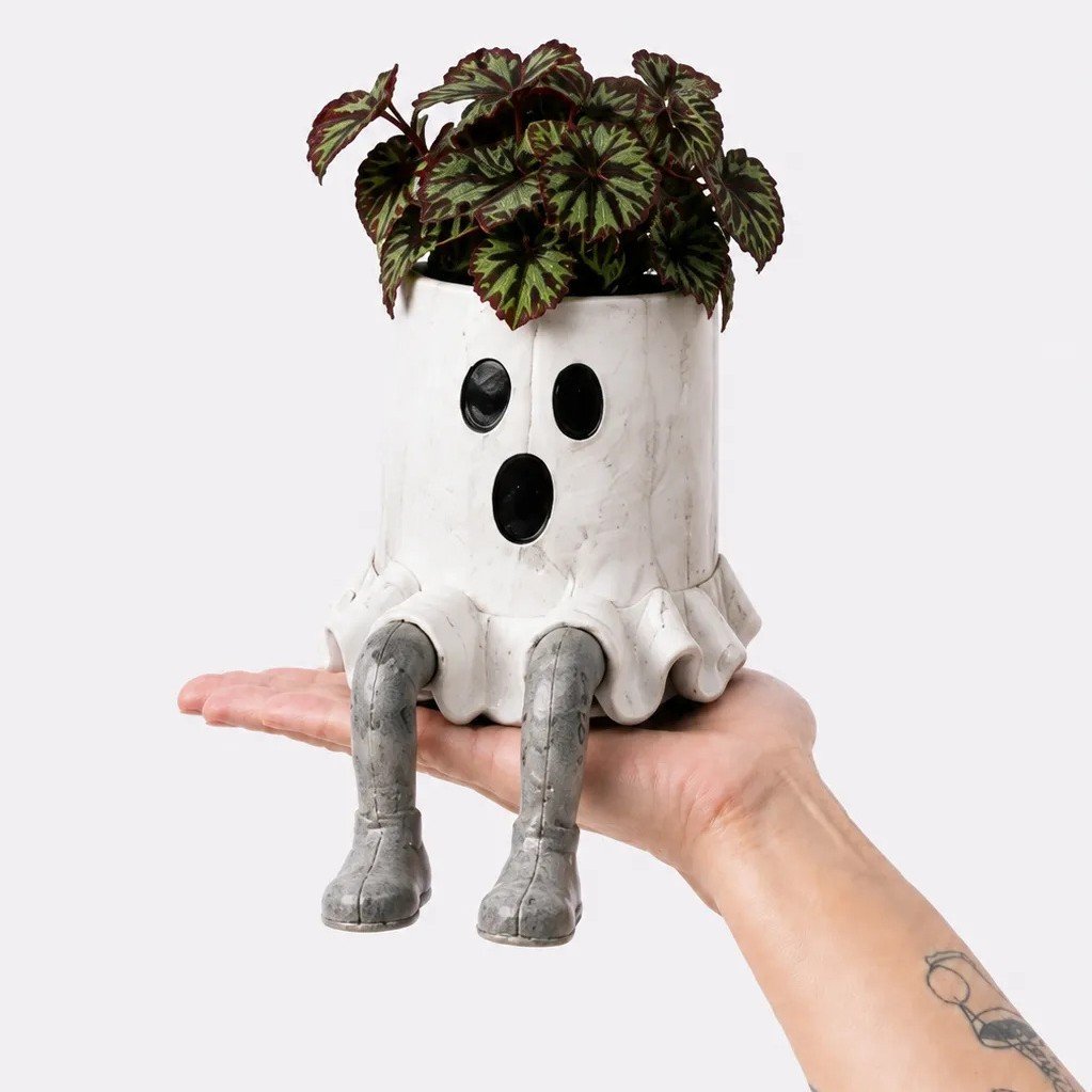 Halloween Whimsical Hanging Leg Planter Hand-Painted Resin Succulent Pot