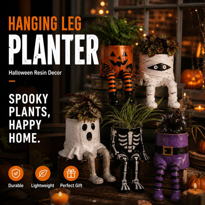 Halloween Whimsical Hanging Leg Planter Hand-Painted Resin Succulent Pot