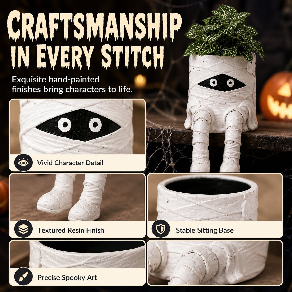 Halloween Whimsical Hanging Leg Planter Hand-Painted Resin Succulent Pot