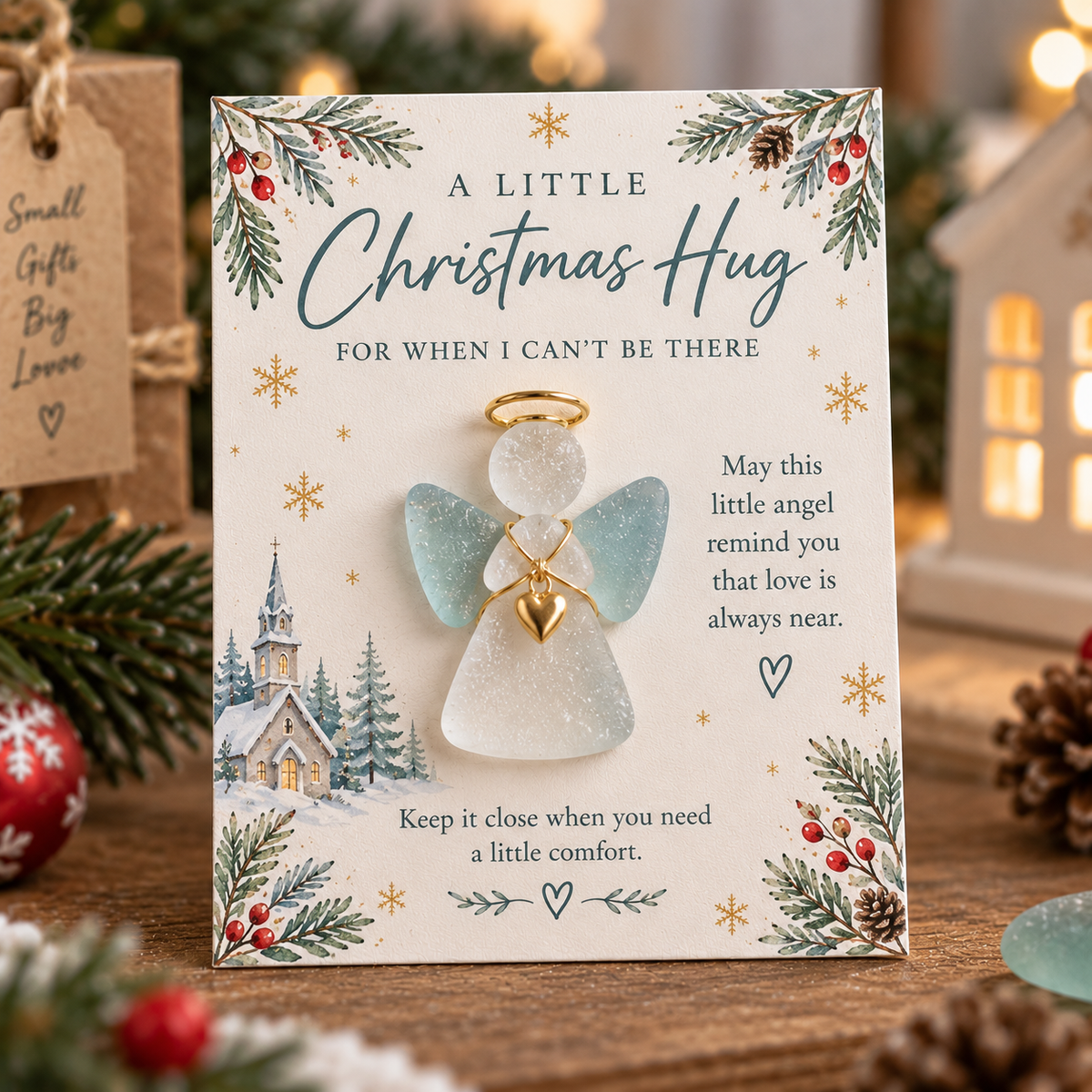 🤍 A Little Christmas Hug – Pocket Keepsake Card with Detachable Mini Ornament