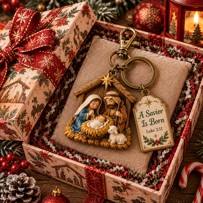 🎄🕊️Christian Nativity Keychain – Religious Christmas Keychain Set