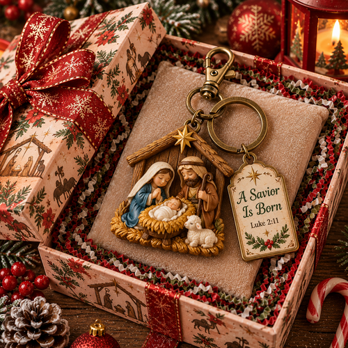 🎄🕊️Christian Nativity Keychain – Religious Christmas Keychain Set