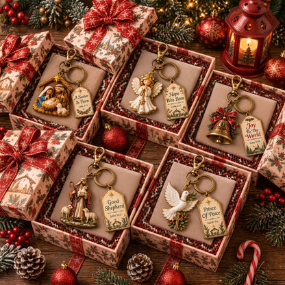 🎄🕊️Christian Nativity Keychain – Religious Christmas Keychain Set