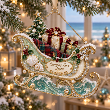 🎄Coastal Christmas Ornament – Sea Glass &amp; Shell Memory Keepsake