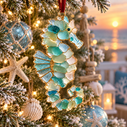 Ocean Christmas Series Sea Glass Ornament Collection