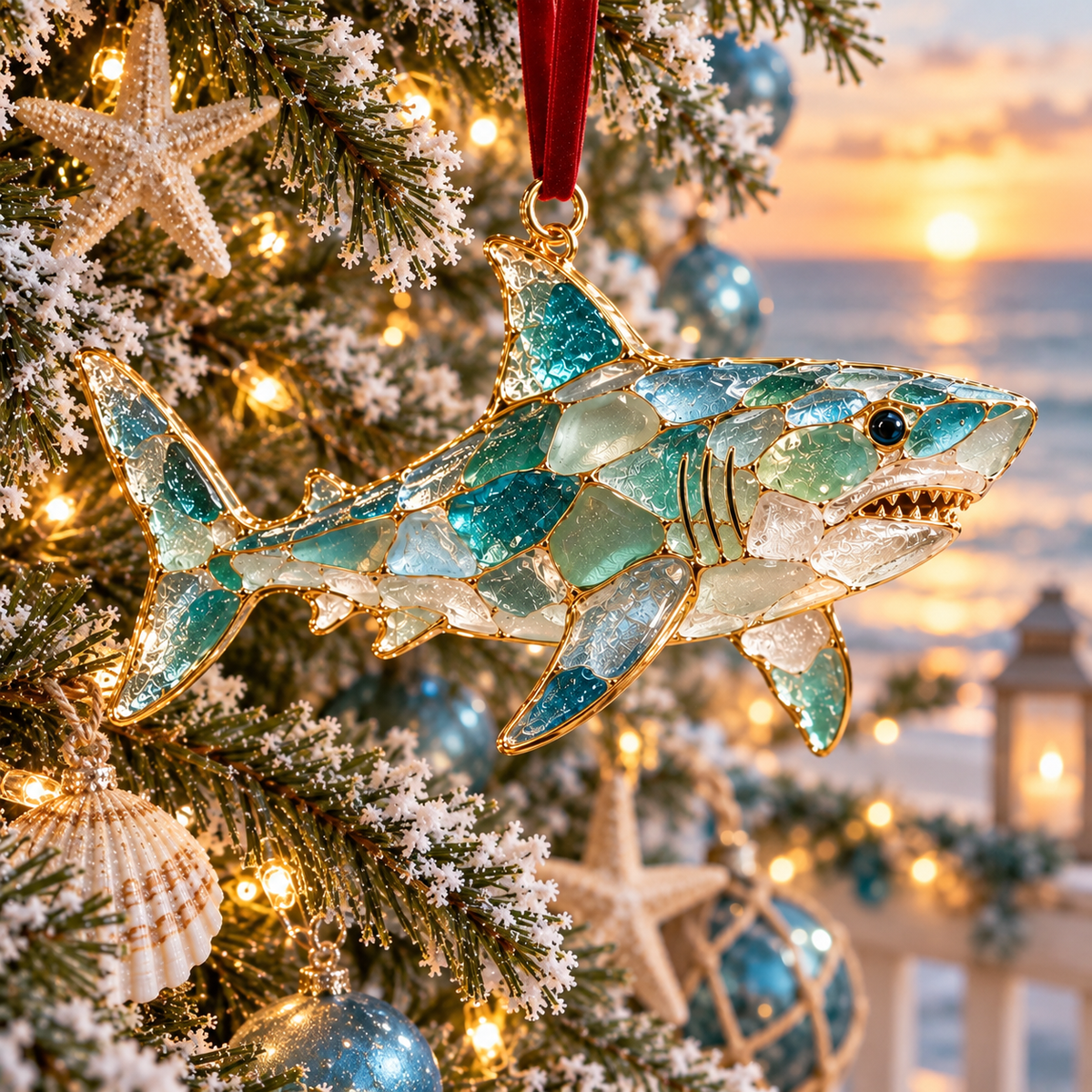 Ocean Christmas Series Sea Glass Ornament Collection