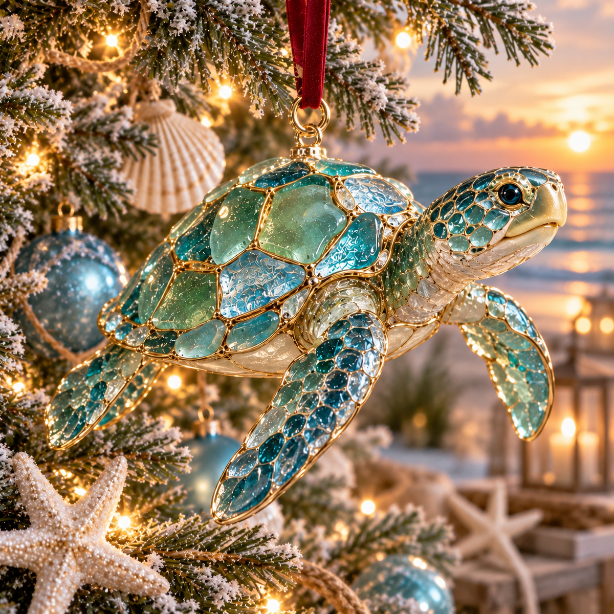 Ocean Christmas Series Sea Glass Ornament Collection
