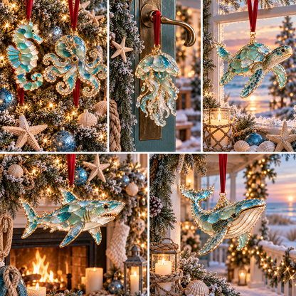 Ocean Christmas Series Sea Glass Ornament Collection