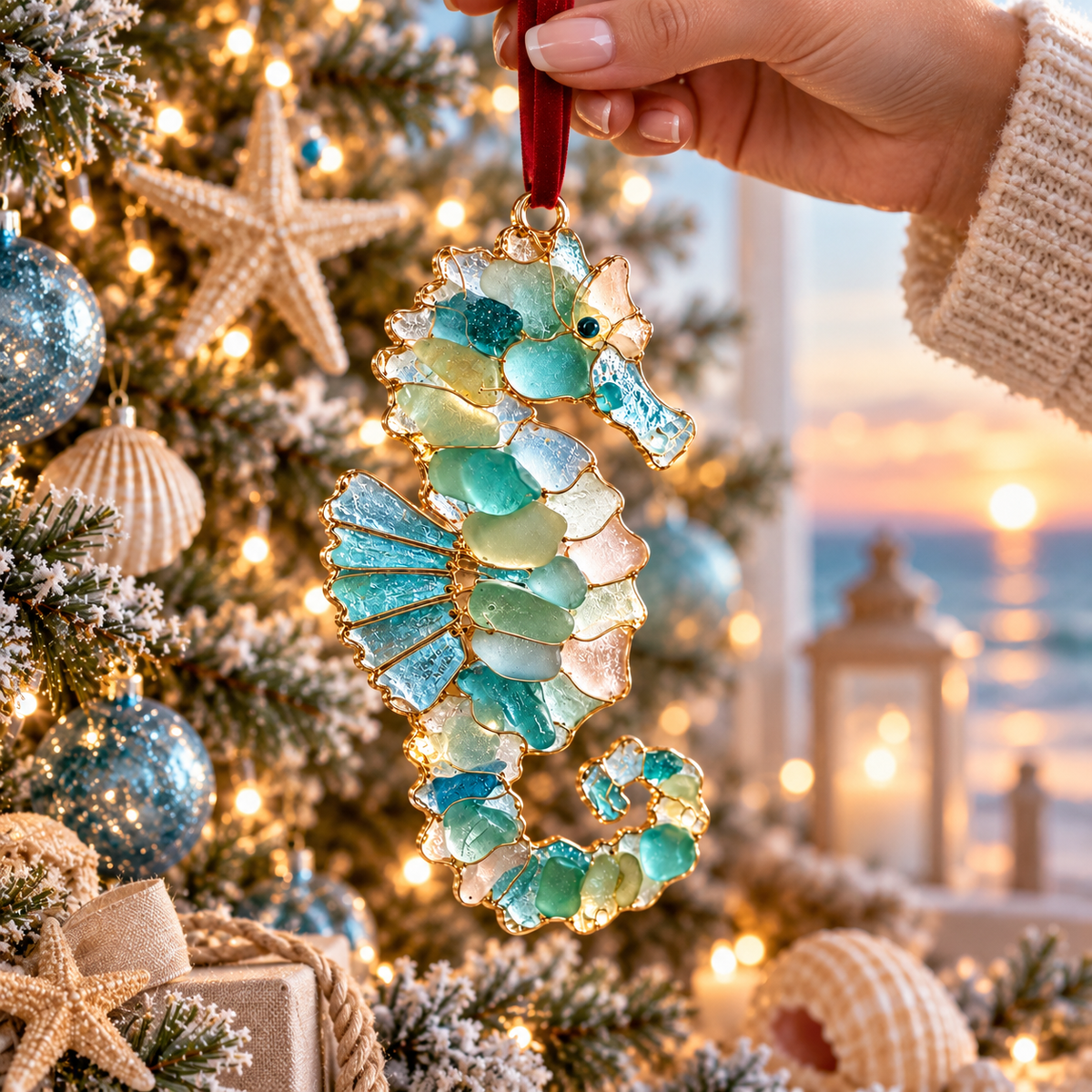 Ocean Christmas Series Sea Glass Ornament Collection