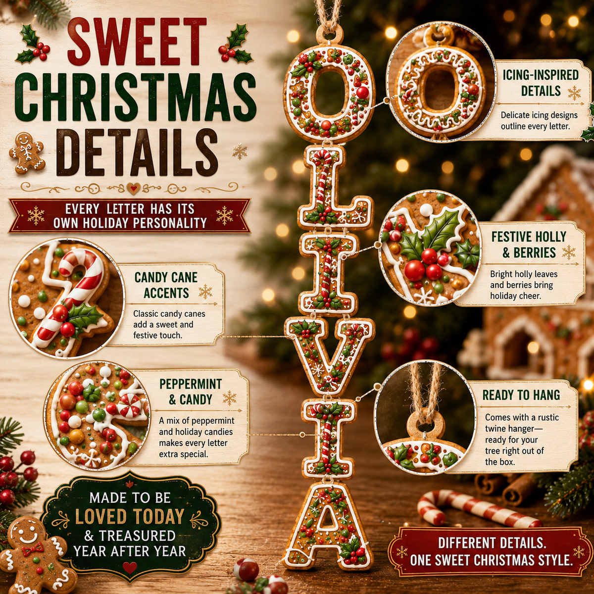 Personalized Gingerbread Letter Name Ornament