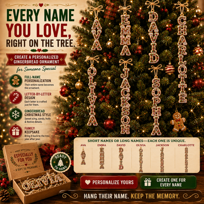 Personalized Gingerbread Letter Name Ornament