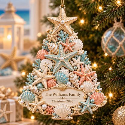 Personalized Coastal Christmas Tree Ornament