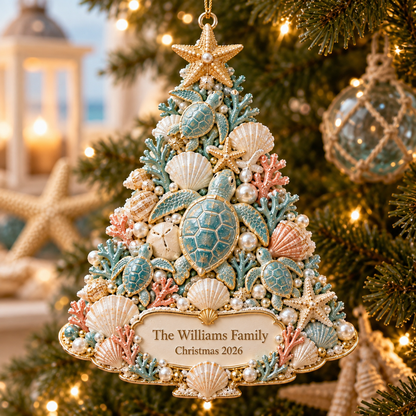 Personalized Coastal Christmas Tree Ornament